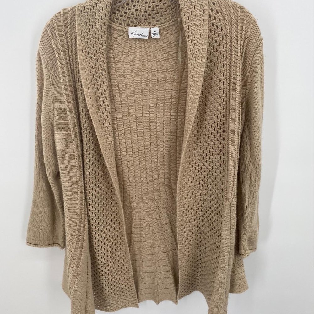 KIM ROGERS BROWN 3/4 SLEEVE CARDIGAN